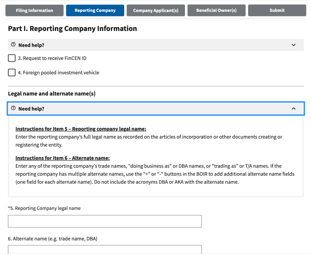 FinCen BOI filing platform